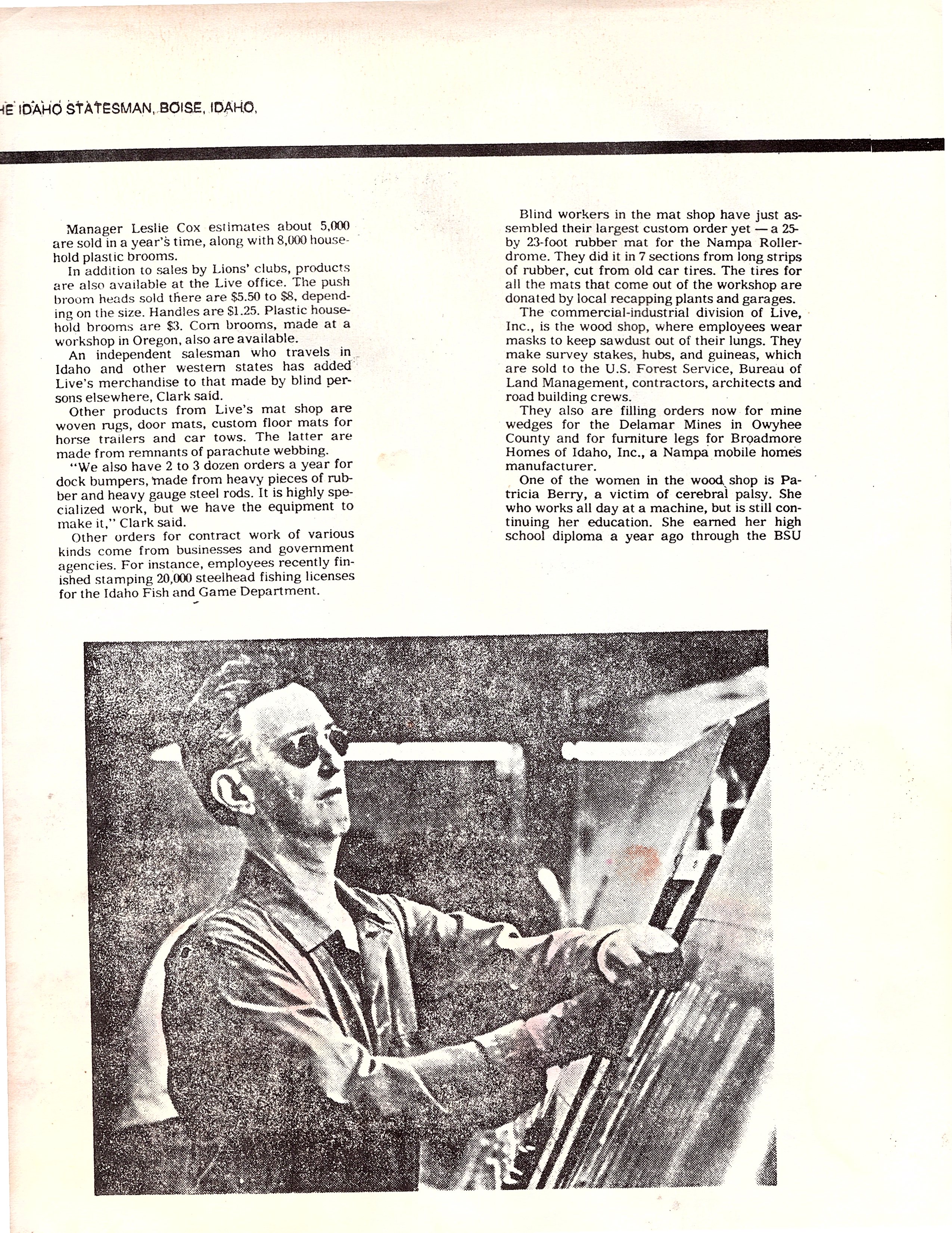 Archival newspaper clipping showing Live Foundation's origin and partnership with the Lions Club for community service.
